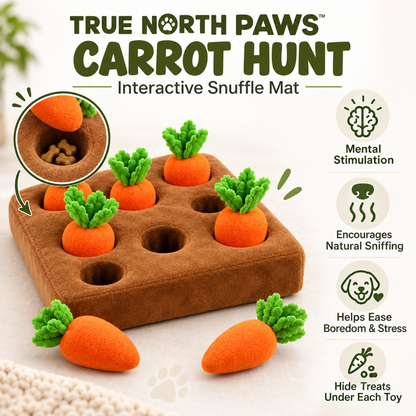 True North Paws Carrot Hunt snuffle mat with removable carrots and hidden treats