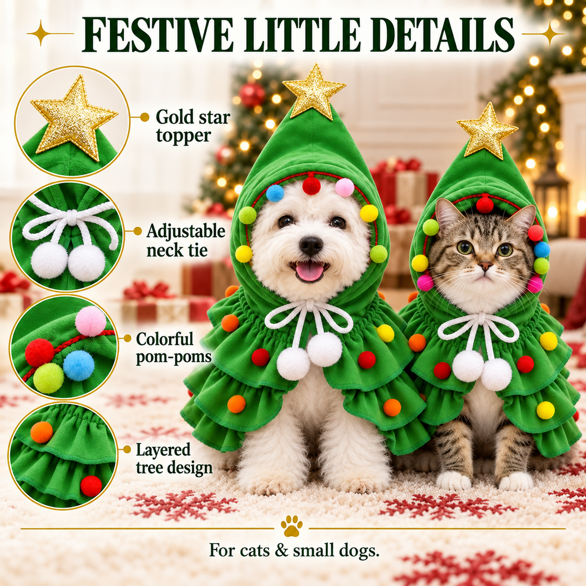 Christmas tree pet costume details